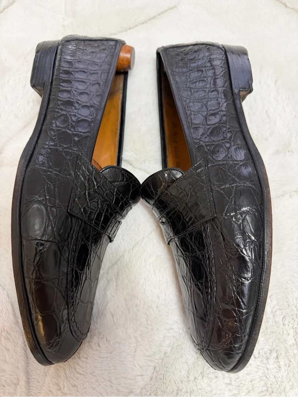 $2000 Ferragamo Genuine Crocodile Alligator Exotic Skin Penny Loafers 12EE 13